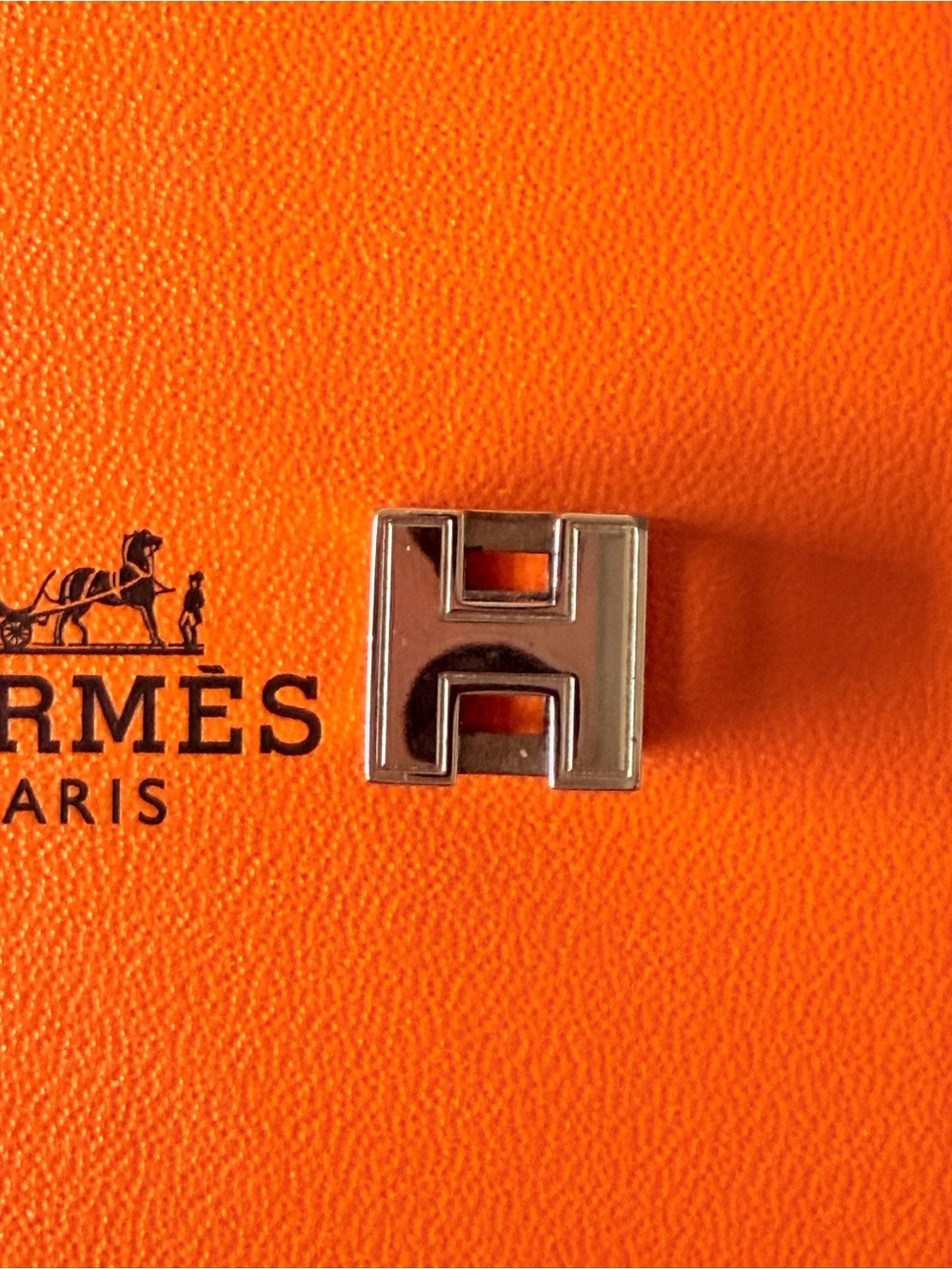 HERMES Silver 'H' Pendant AUTHENTIC